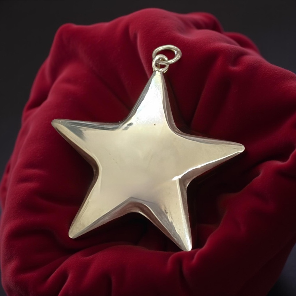 🆕🌟 Large Sterling Silver Double Sided Puffy Star Pendant | 4.8g | Vintage